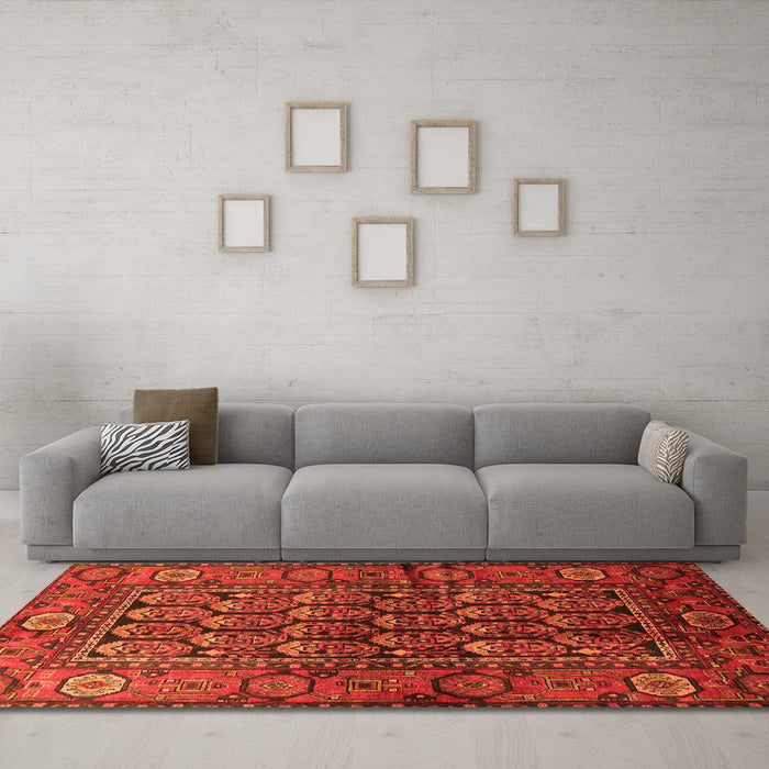 Machine Washable Persian Orange Traditional Area Rugs in a Living Room, wshtr556org