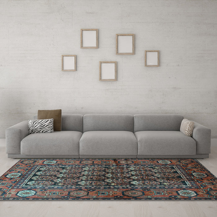 Machine Washable Persian Light Blue Traditional Rug in a Living Room, wshtr556lblu