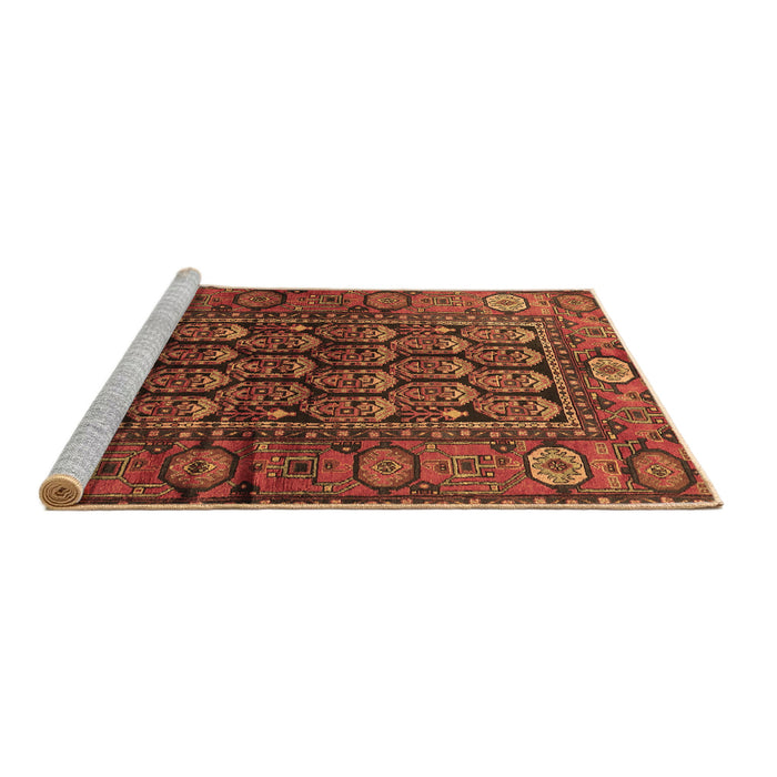 Sideview of Machine Washable Persian Brown Traditional Rug, wshtr556brn