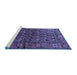 Sideview of Machine Washable Persian Blue Traditional Rug, wshtr556blu