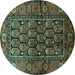 Round Persian Turquoise Traditional Rug, tr556turq