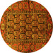 Round Machine Washable Persian Yellow Traditional Rug, wshtr556yw