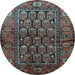 Round Machine Washable Persian Light Blue Traditional Rug, wshtr556lblu