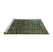 Sideview of Machine Washable Persian Turquoise Traditional Area Rugs, wshtr556turq