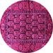 Round Machine Washable Persian Pink Traditional Rug, wshtr556pnk