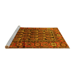 Sideview of Machine Washable Persian Yellow Traditional Rug, wshtr556yw