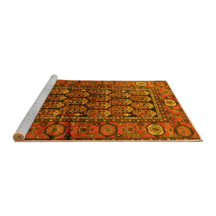 Sideview of Machine Washable Persian Yellow Traditional Rug, wshtr556yw