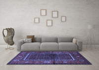 Machine Washable Persian Blue Traditional Rug, wshtr557blu