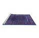 Sideview of Machine Washable Persian Blue Traditional Rug, wshtr557blu