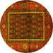 Round Persian Yellow Traditional Rug, tr557yw