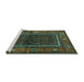 Sideview of Machine Washable Persian Turquoise Traditional Area Rugs, wshtr557turq