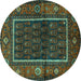 Round Machine Washable Persian Turquoise Traditional Area Rugs, wshtr557turq