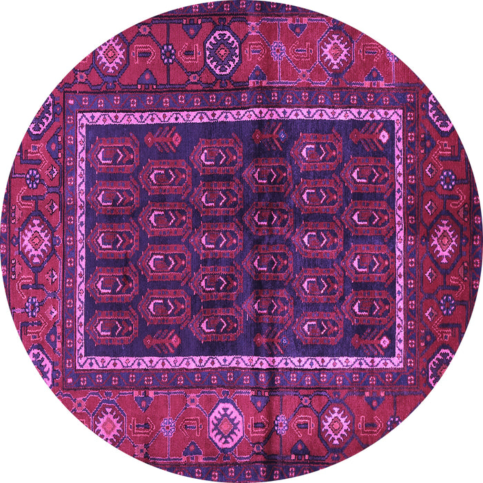 Round Persian Purple Traditional Rug, tr557pur