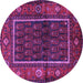 Round Persian Purple Traditional Rug, tr557pur
