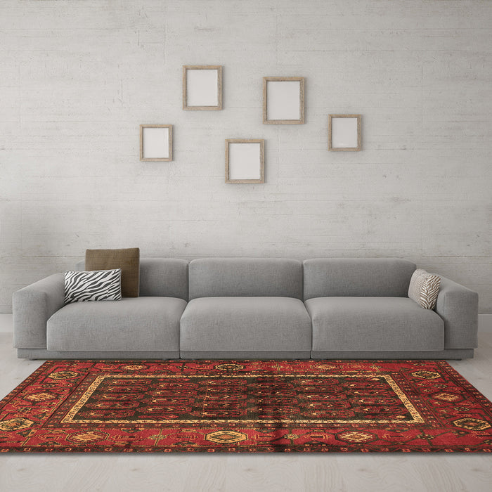 Machine Washable Persian Brown Traditional Rug in a Living Room,, wshtr557brn