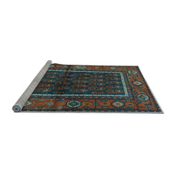 Sideview of Machine Washable Persian Light Blue Traditional Rug, wshtr557lblu