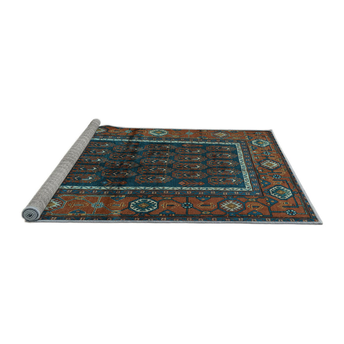 Sideview of Machine Washable Persian Light Blue Traditional Rug, wshtr557lblu