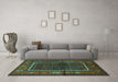 Machine Washable Persian Turquoise Traditional Area Rugs in a Living Room,, wshtr557turq