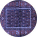 Round Machine Washable Persian Blue Traditional Rug, wshtr557blu