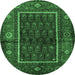 Round Persian Emerald Green Traditional Rug, tr557emgrn