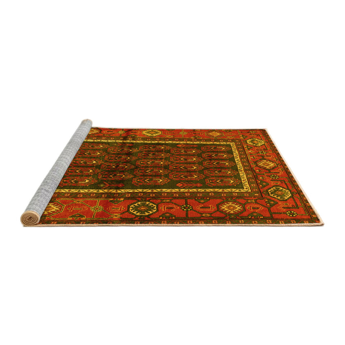 Sideview of Machine Washable Persian Yellow Traditional Rug, wshtr557yw