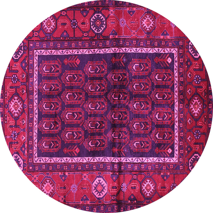 Round Machine Washable Persian Pink Traditional Rug, wshtr557pnk
