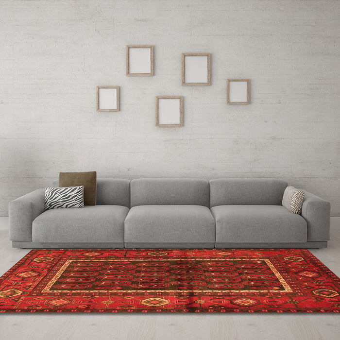 Machine Washable Persian Orange Traditional Area Rugs in a Living Room, wshtr557org