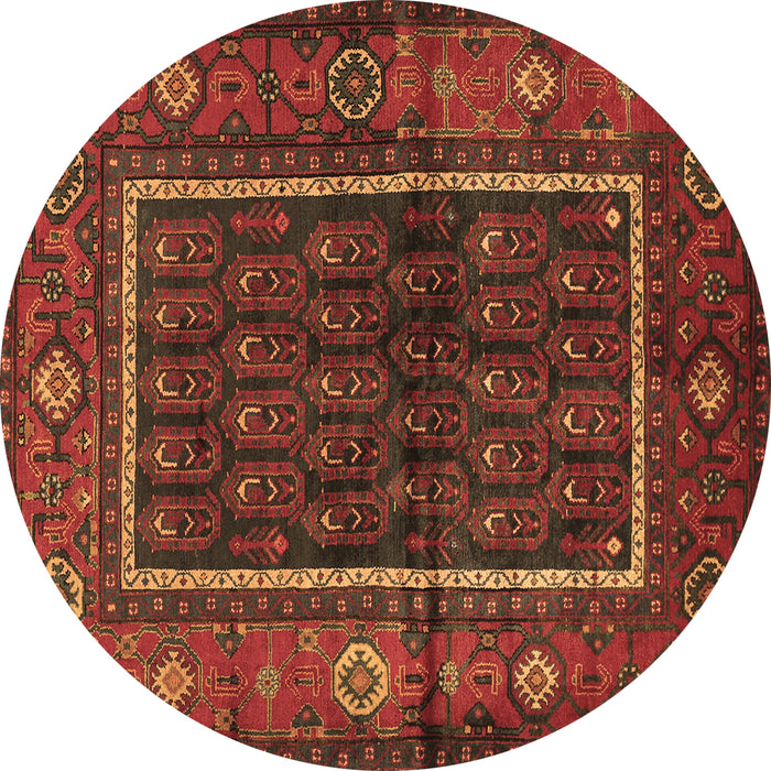 Round Persian Brown Traditional Rug, tr557brn