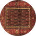 Round Persian Brown Traditional Rug, tr557brn