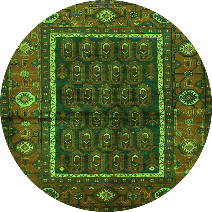 Square Persian Green Traditional Rug, tr557grn