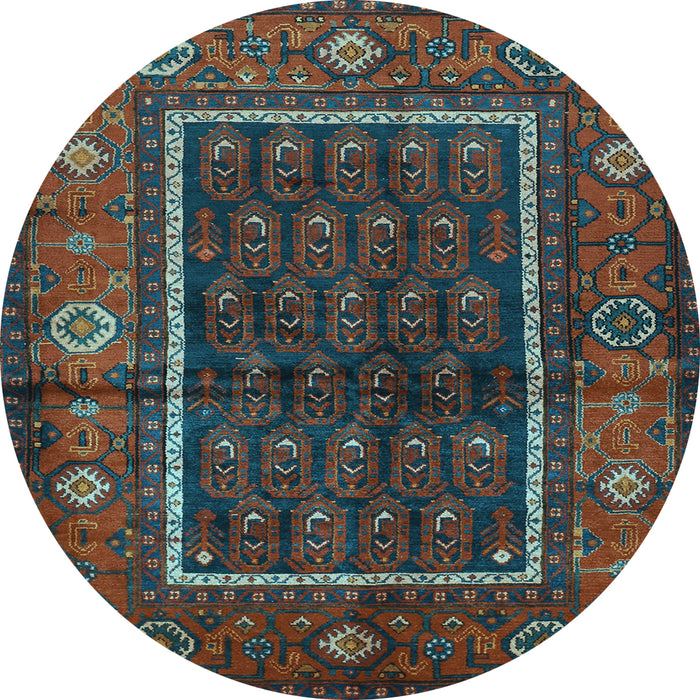 Round Machine Washable Persian Light Blue Traditional Rug, wshtr557lblu