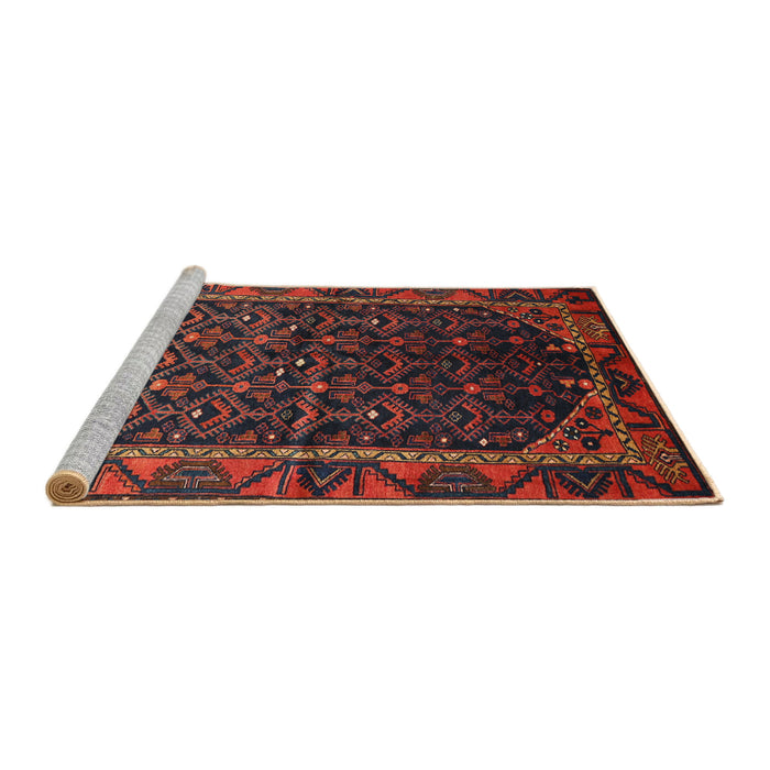 Sideview of Machine Washable Traditional Saffron Red Rug, wshtr558