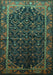 Machine Washable Persian Turquoise Traditional Area Rugs, wshtr558turq