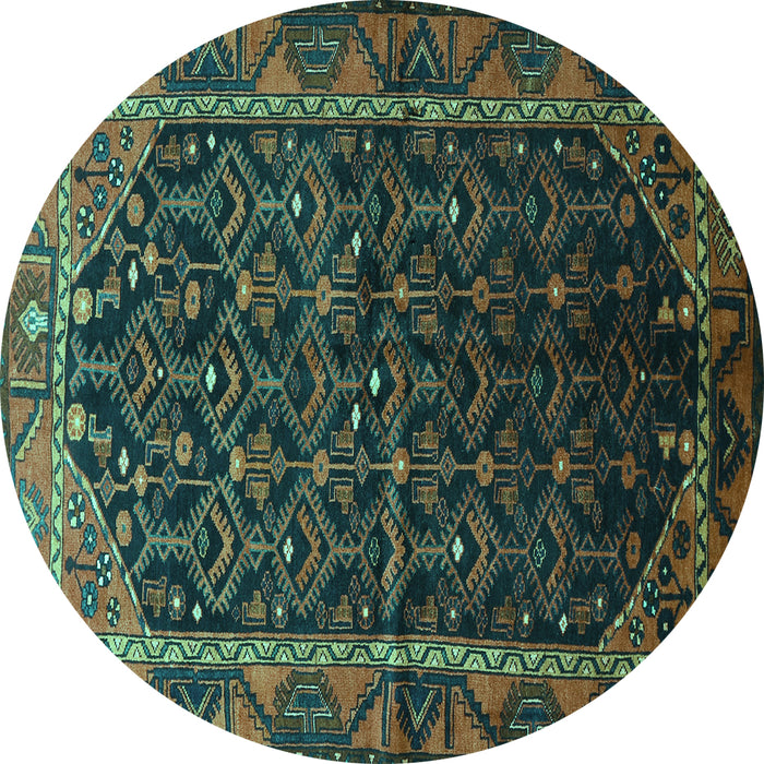 Round Machine Washable Persian Turquoise Traditional Area Rugs, wshtr558turq