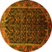 Round Persian Yellow Traditional Rug, tr558yw