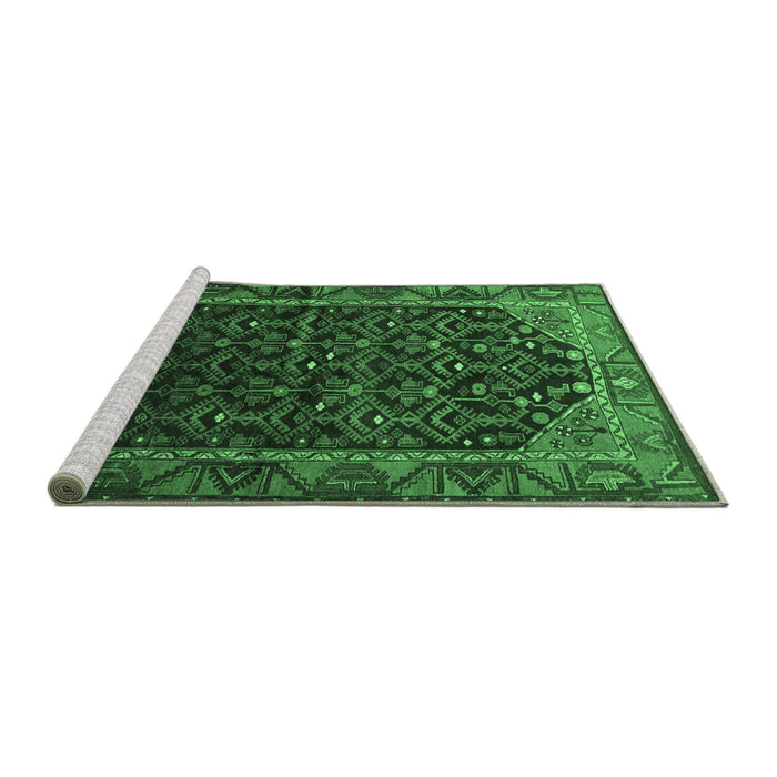 Sideview of Machine Washable Persian Emerald Green Traditional Area Rugs, wshtr558emgrn
