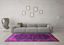 Machine Washable Persian Purple Traditional Area Rugs in a Living Room, wshtr558pur