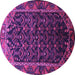 Round Machine Washable Persian Purple Traditional Area Rugs, wshtr558pur