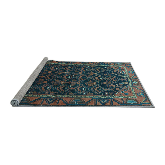 Sideview of Machine Washable Persian Light Blue Traditional Rug, wshtr558lblu