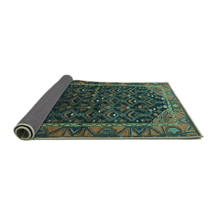 Sideview of Persian Turquoise Traditional Rug, tr558turq