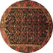 Round Machine Washable Persian Brown Traditional Rug, wshtr558brn