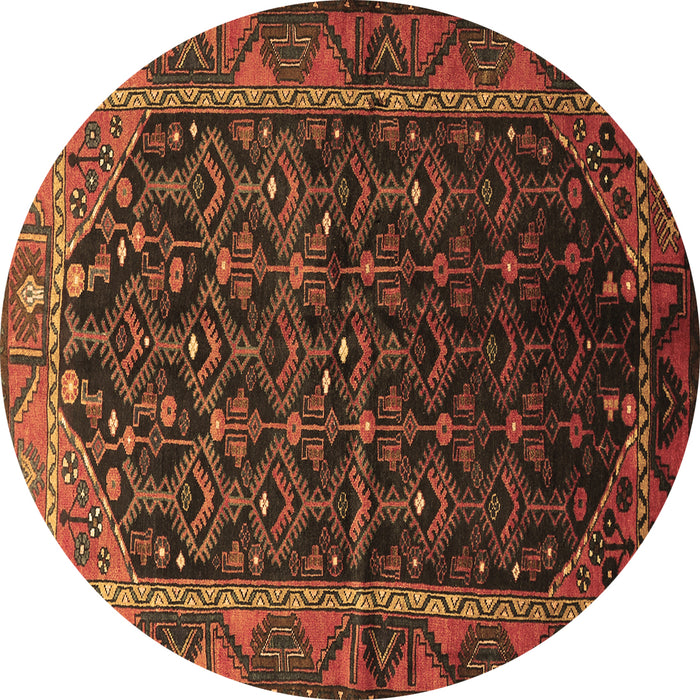 Round Persian Brown Traditional Rug, tr558brn
