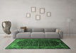 Machine Washable Persian Emerald Green Traditional Area Rugs in a Living Room,, wshtr558emgrn