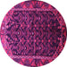 Round Machine Washable Persian Pink Traditional Rug, wshtr558pnk