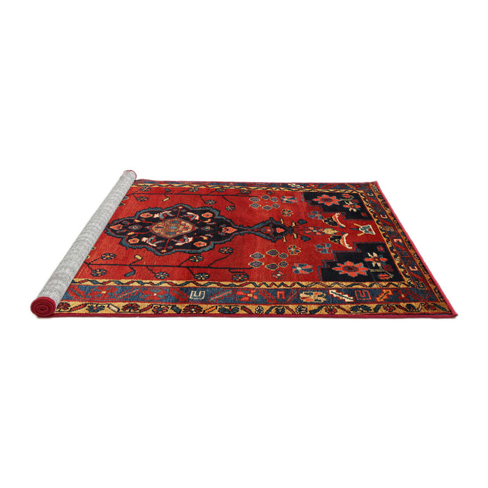 Sideview of Machine Washable Traditional Brown Rug, wshtr559