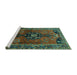 Sideview of Machine Washable Persian Turquoise Traditional Area Rugs, wshtr559turq