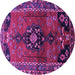 Round Machine Washable Persian Purple Traditional Area Rugs, wshtr559pur