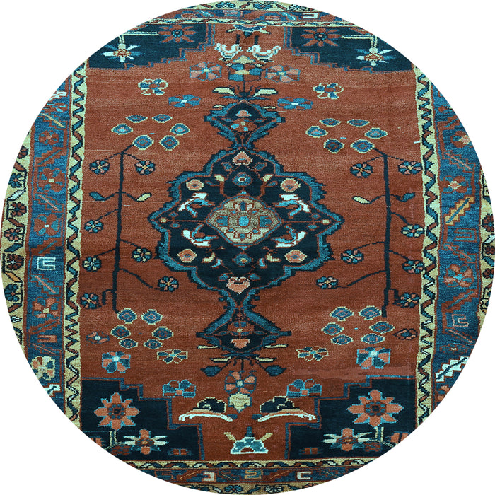 Round Machine Washable Persian Light Blue Traditional Rug, wshtr559lblu