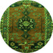 Square Persian Green Traditional Rug, tr559grn