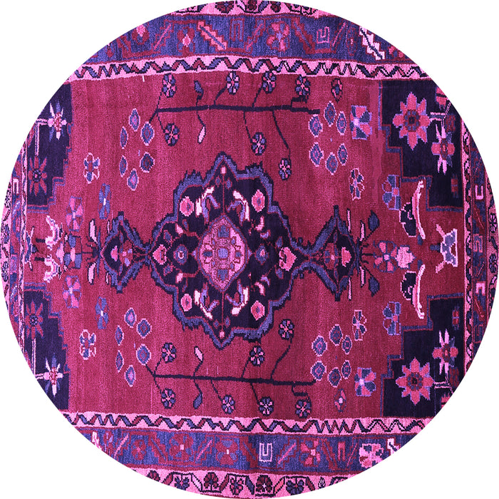 Round Persian Purple Traditional Rug, tr559pur